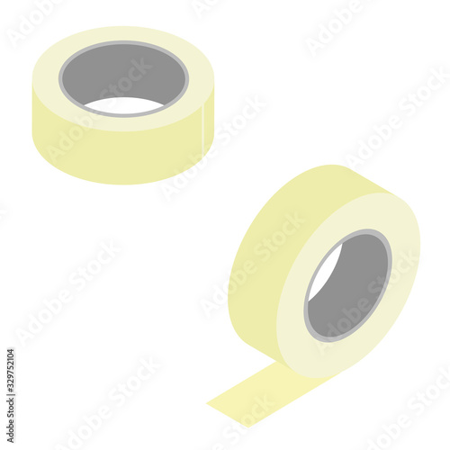 Adhesive tape isolated on white background isometric view.