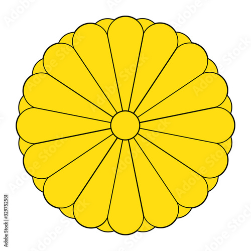 Imperial Seal of Japan or national emblem, isolated on white background.