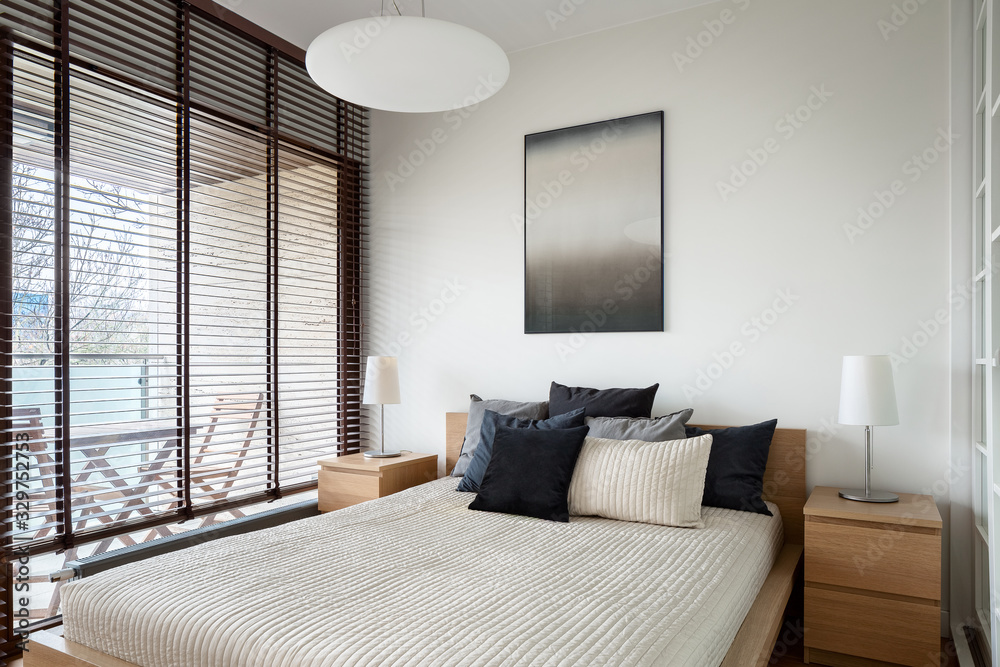 Fototapeta premium Big and comfortable bed