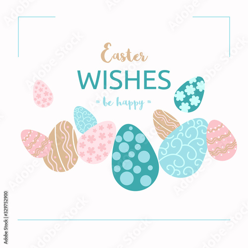 Easter card decorated with easter eggs