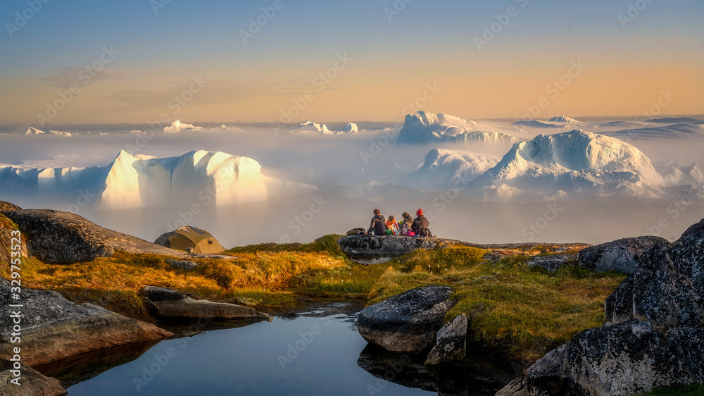 Greenland Ilulissat color glaciers sea ocean fjord - obrazy, fototapety, plakaty 