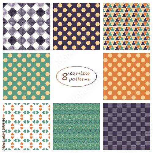 8 beautiful geometric seamless patterns.