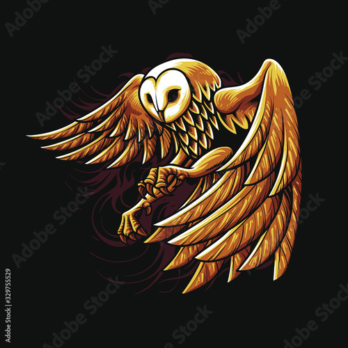 Night owl gold illustration