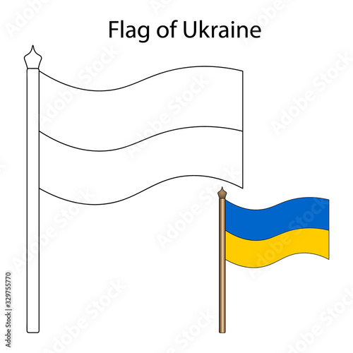 Vector illustration of the national flag of Ukraine. Coloring book for children and adults. Isolated background. Idea for educational literature, illustration for web design, sticker. Symbol of the st