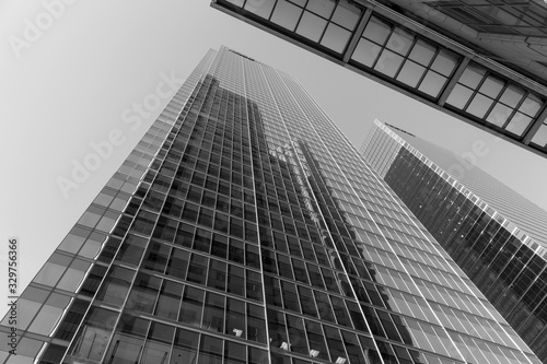 Photography View of skyscraper in black and white