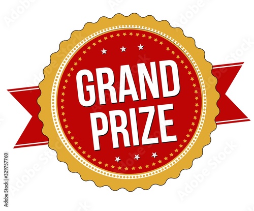 Illustration of a red Grand prize sign stamp on a white background