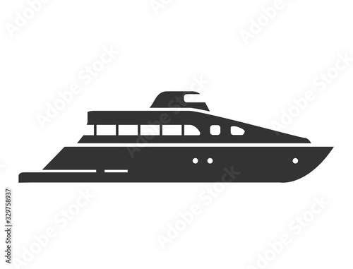 Silhouette of a yacht. Sea ship. Nautical vessel flat illustration vector.