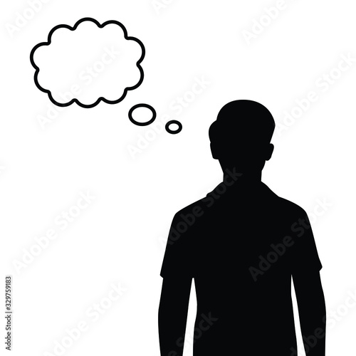 Thinking man and empty area for text silhouette