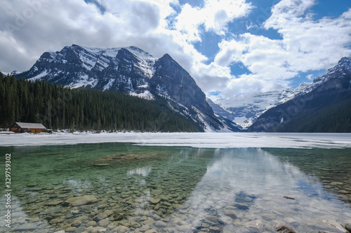 Mount fairview, partly frozen lake, Lake Louise Banff National Park, Alberta Canada © Dasya - Dasya