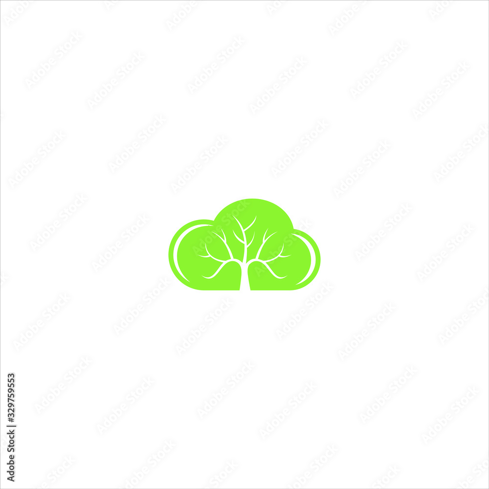 tree and cloud logo design vector