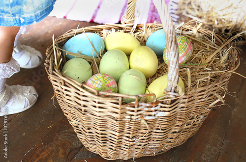 Wallpaper Mural Easter basket full of colorful eggs, close-up, Easter holiday Torontodigital.ca