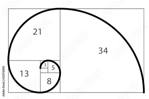 Golden ration section proportions. Vector template in golden proportion illustration fibonacci