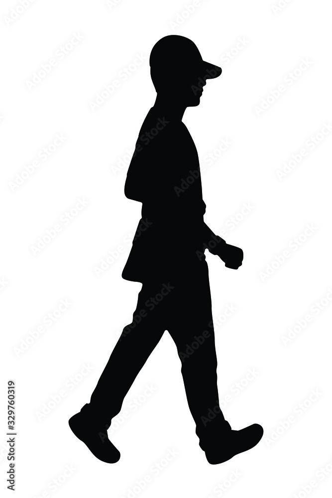 Young man with cap and post bag silhouette