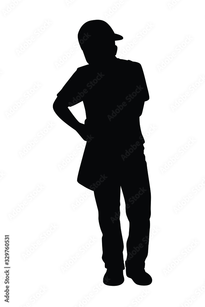 Young man with cap and post bag silhouette Young man with cap and post bag silhouette