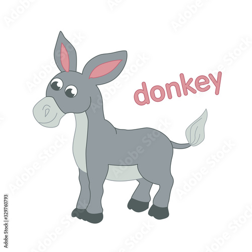 Grey donkey illustration for children
