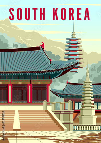Ancient Traditional Buddhist temple in South Korea.