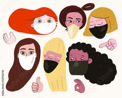 vector illustration of precautions and protection against viruses in the epidemic of the disease. How to maintain your health and immunity. Medical methods, medical mask