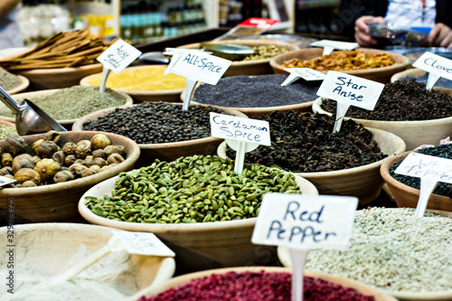 bazaar with spices. Spices stall in the Spice Market © julialototskaya