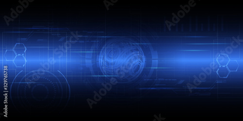 Dark blue future digital technology concept for background wallpapers and advertising banner.