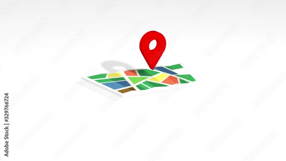 geo point symbol jumping on map indicating direction on white background and drops shadow