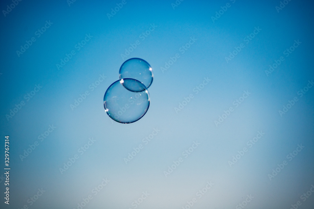 A picture of soap bubble floating in the air.   Vancouver BC Canada