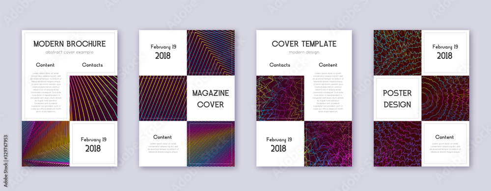 Business brochure design template set. Rainbow abs