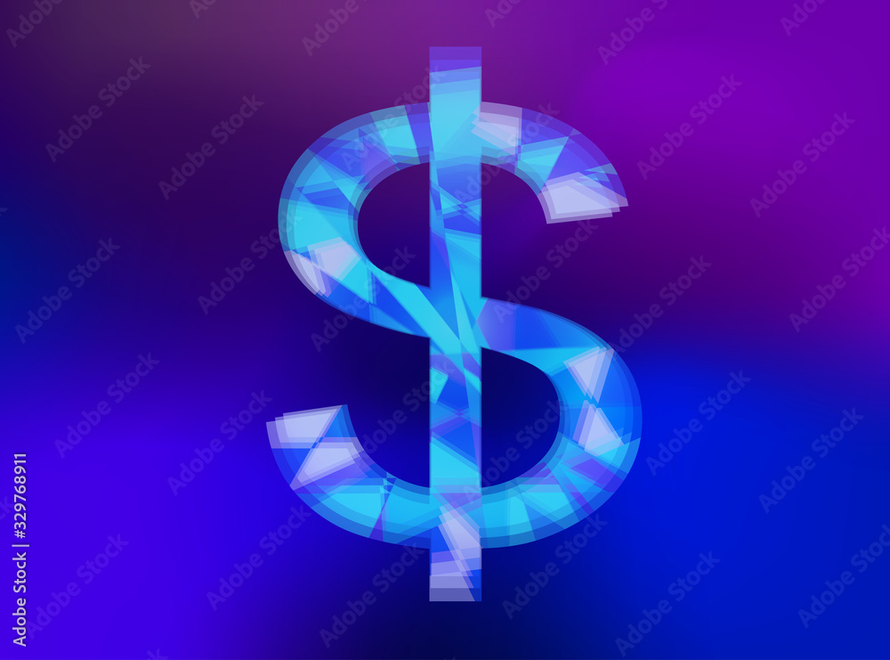 Fototapeta premium blue dollar sign illustration background, with blur effect