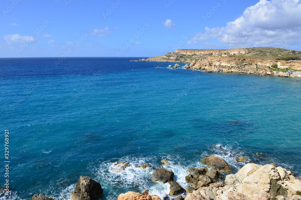 Golden Bay in Malta in March.,