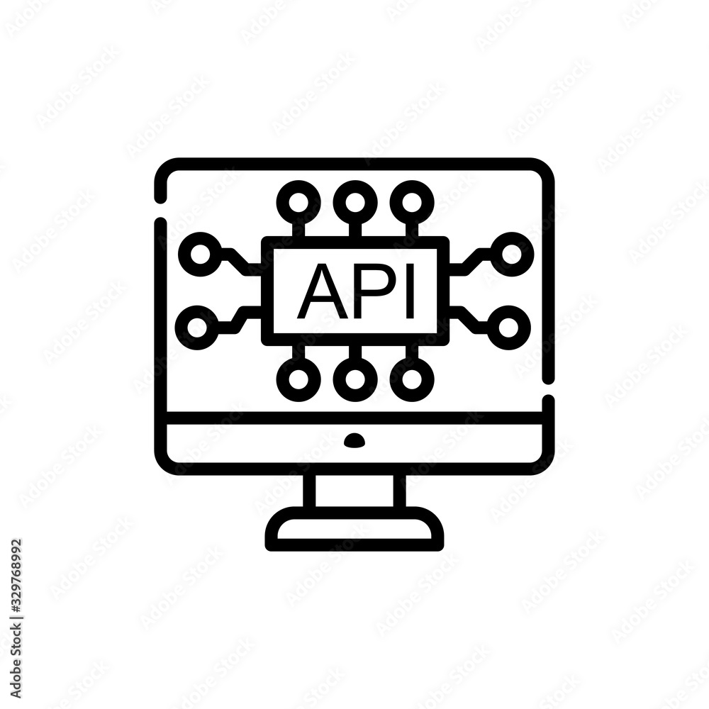 API Interface icon Vector illustration Line Design and Development style icon API Interface icon Vector illustration Line Design and Development style icon