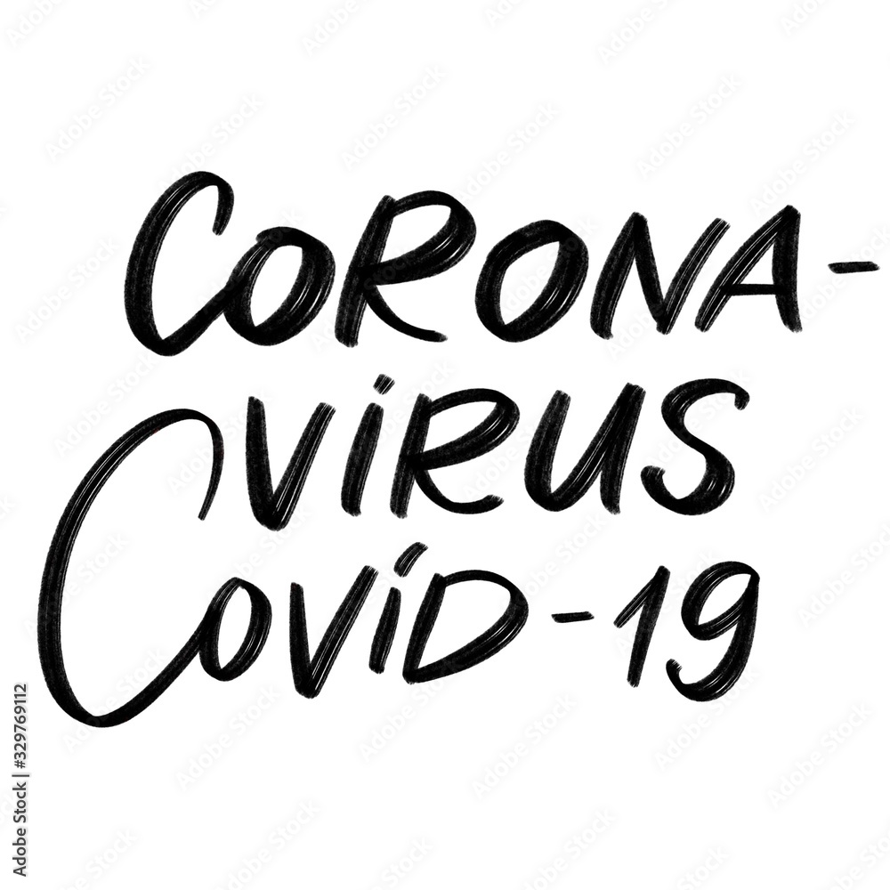 Covid-19 CoronaVirus handwriting calligraphy on white background. Covid-19 CoronaVirus handwriting calligraphy on white background.