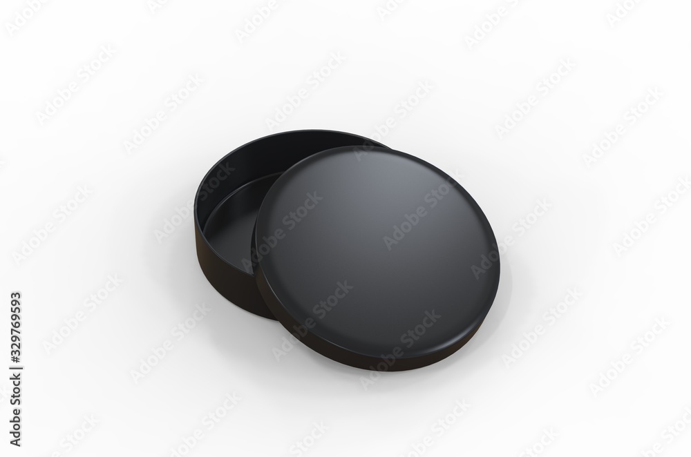 Round cardboard packaging box mock up template on isolated white background, 3d illustration Round cardboard packaging box mock up template on isolated white background, 3d illustration