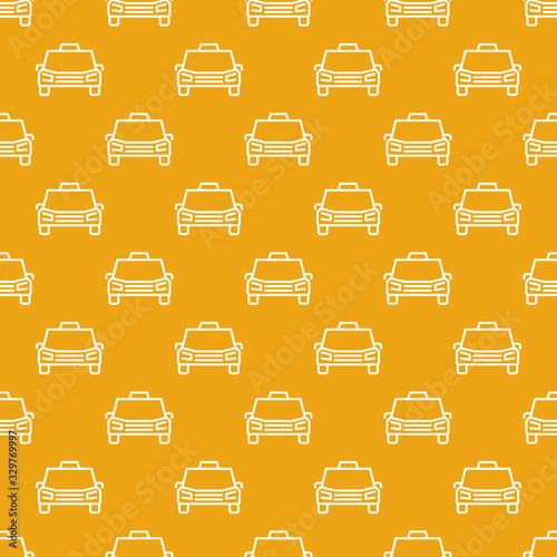 Taxi Car pattern. Vector concept seamless background in outline style