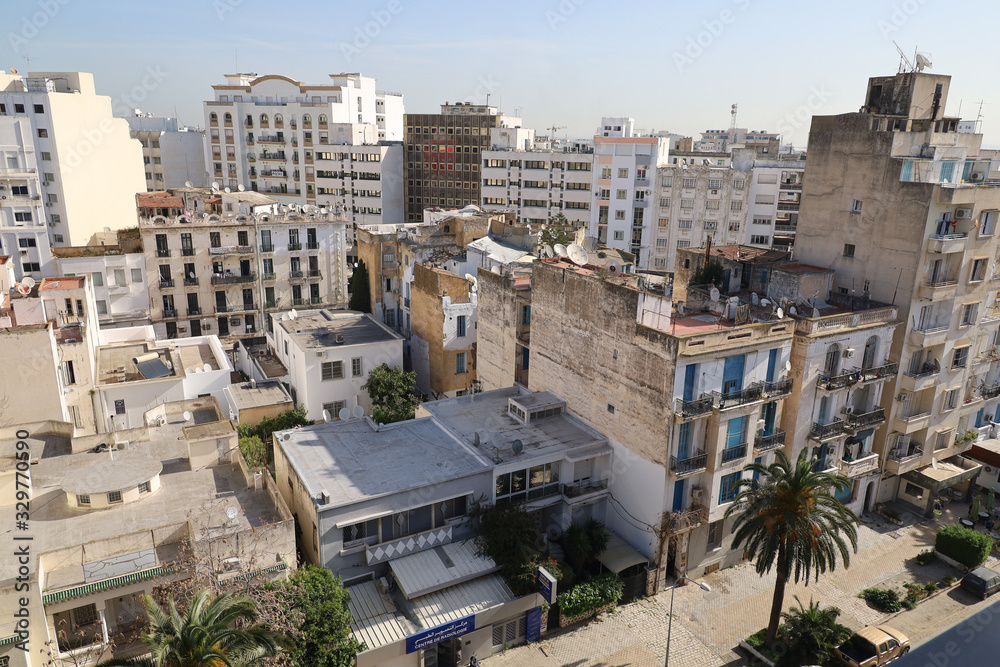 Aerial view of the buildings in Tunis, Tunisia