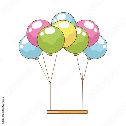 swing with balloons helium floating decorative icon