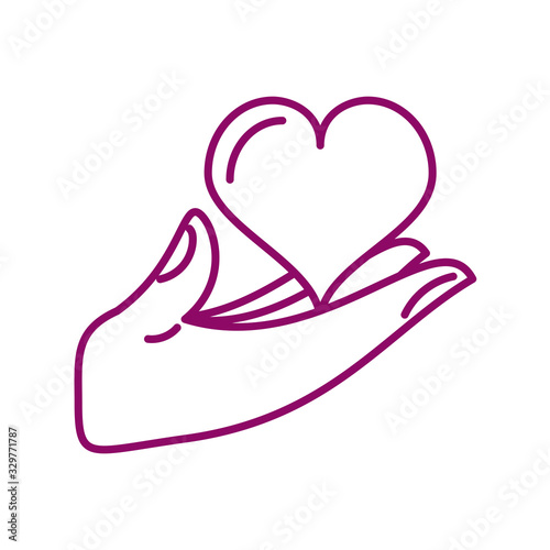 hand holding an heart, line style and color