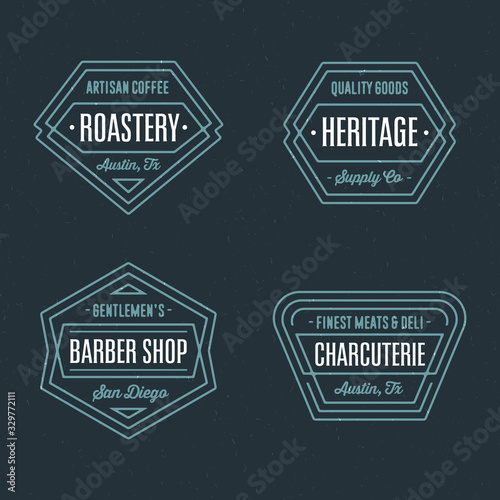 Set of retro geometric badge logo design templates
