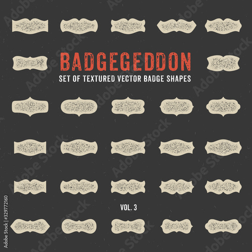 Set of textured vector badge shapes and logo elements