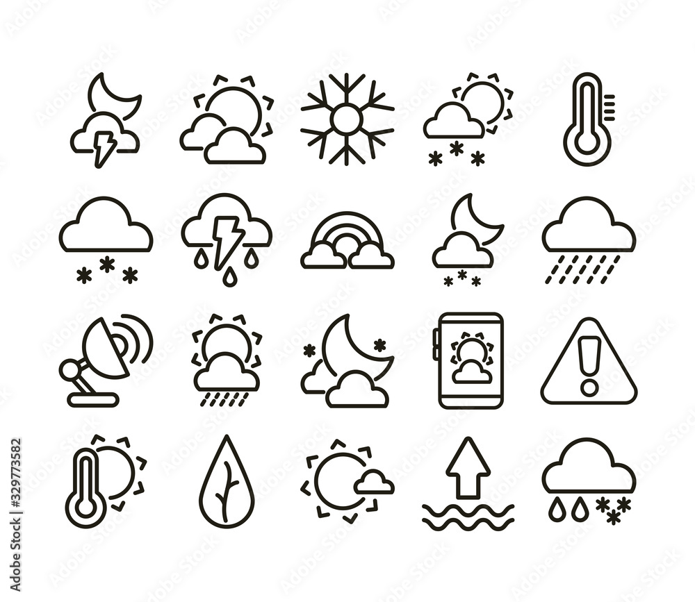 set of icons weather, line style icon set of icons weather, line style icon