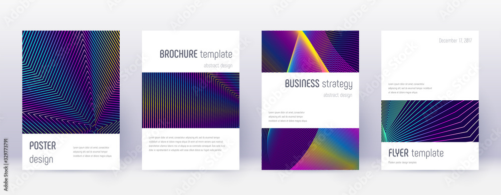 Fototapeta premium Minimalistic brochure design template set. Rainbow