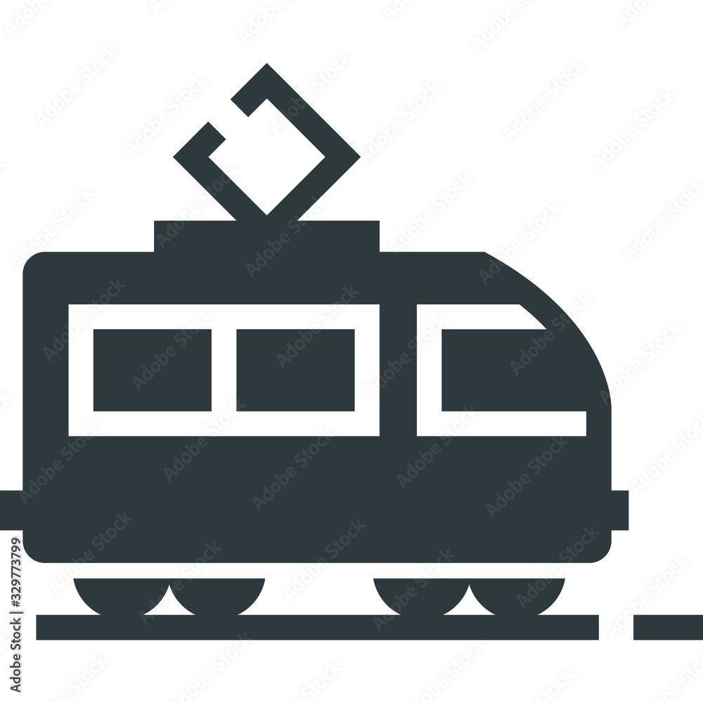 Tram black icon on white background Tram black icon on white background
