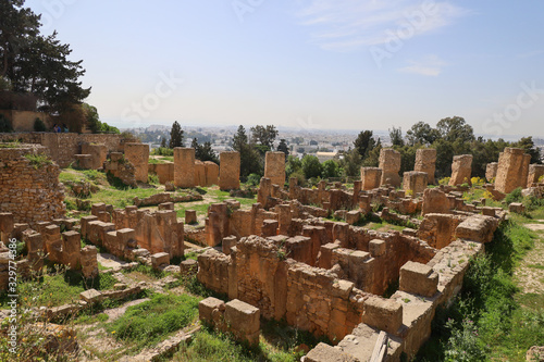 Ruins on the ancient site of Carthage in Tunisia