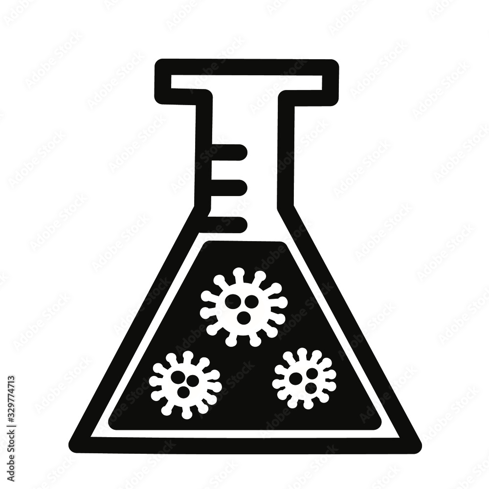 Vector illustration of a flask on a white background. Vector illustration of test tube on a white background. Test for coronavirus. Infection with coronary virus COVID-19