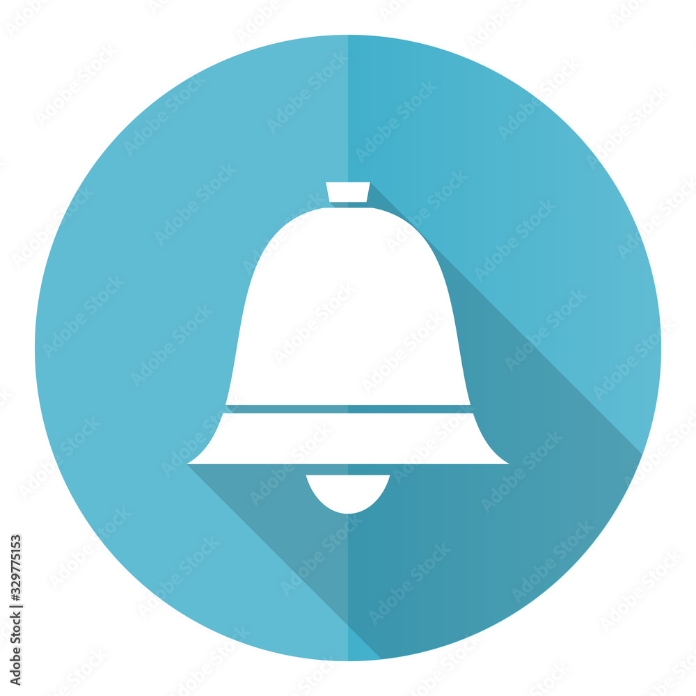 Bell, ring, alarm blue round flat design vector icon isolated on white background Bell, ring, alarm blue round flat design vector icon isolated on white background