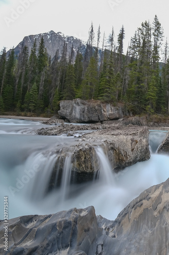 Obraz na płótnie Small waterfall in a forest, Mount Revelstoke National Park bij Revelstoke w salonie