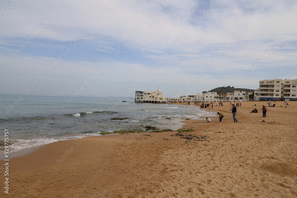 View on the superb beach of La Marsa in Tunisia