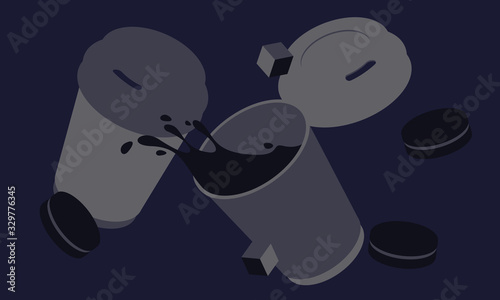 Coffee time black color. Coffee cup  3d illustration