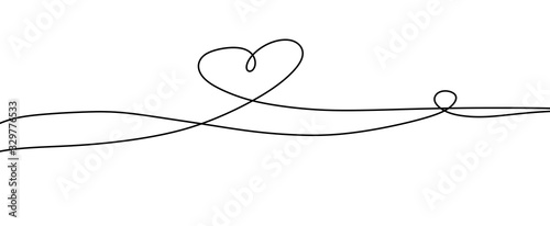 Wallpaper Mural Heart. Abstract love symbol. Continuous line art drawing illustration. Valentines day background banner. Torontodigital.ca