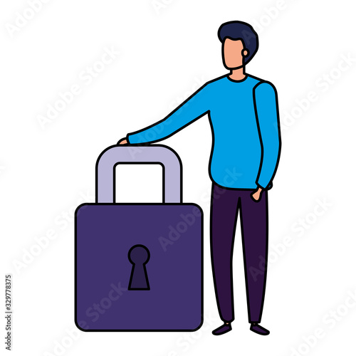 businessman elegant with padlock isolated icon vector illustration design