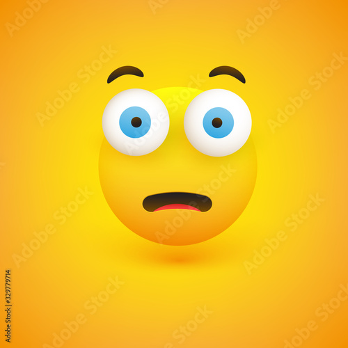 Fearful, Surprised Face - Emoticon with Pop Out Eyes - Vector Design