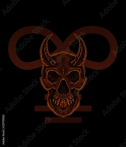 vector illustration Scary demon skull good for T-shirt.